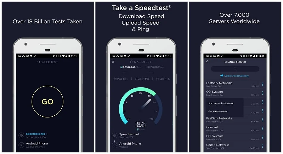 speedtest / نرم افزار تست سرعت اینترنت اسپید تست