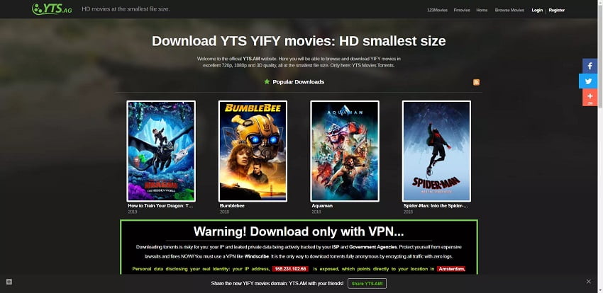 از بهترین سایت های تورنت برای دانلود فیلم: YTS