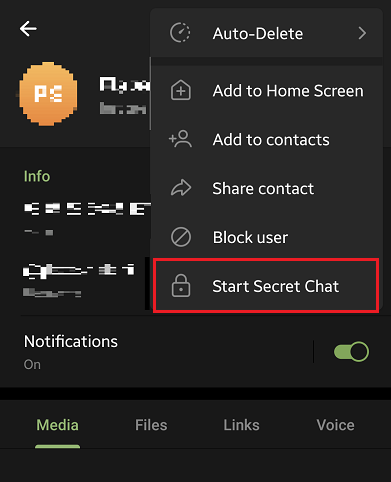 فعالسازی گفتگوی مخفی در تلگرام