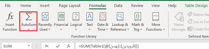 کشیدن جدول در اکسل
