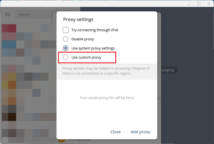 نحوه اتصال به پروکسی در تلگرام