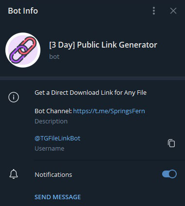 روبات ایجاد لینک مستقیم برای فایل در تلگرام