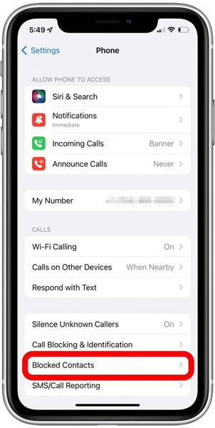 مشاهده شماره‌ های مسدود شده در آیفون