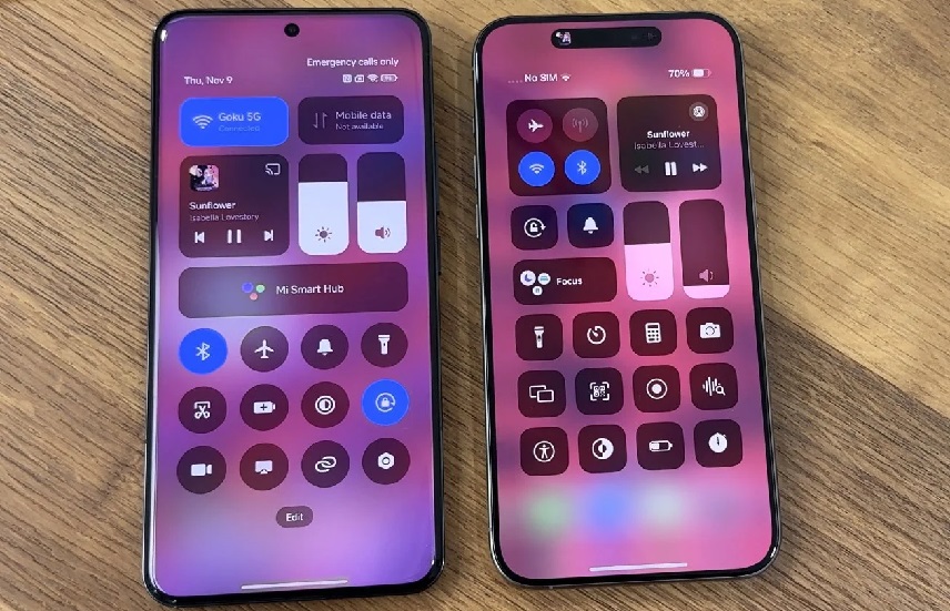مقایسه کنترل سنتر HyperOS با MIUI