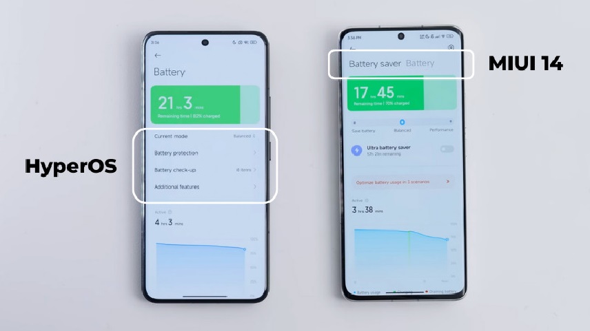 مقایسه عملکرد باتری در HyperOS و MIUI