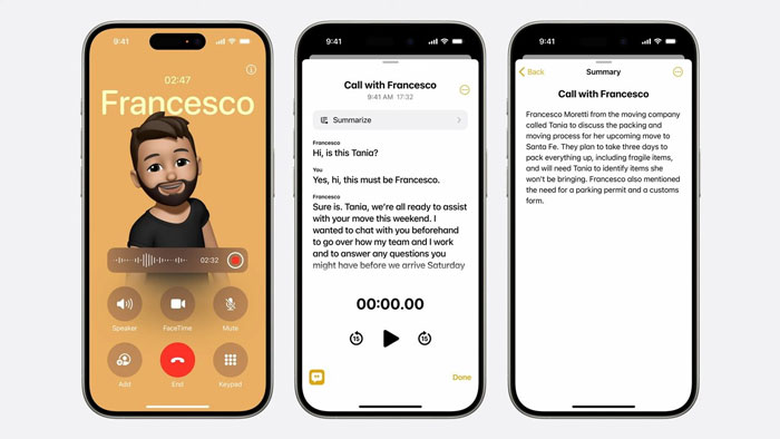 تبدیل صدا به متن و خلاصه سازی مکالمات  در هوش مصنوعی iOS 18